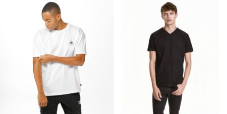 1) Adidas Originals T-paita 34,95€ , www.junkyard.fi 2) T-paita 7.99€ , H&M